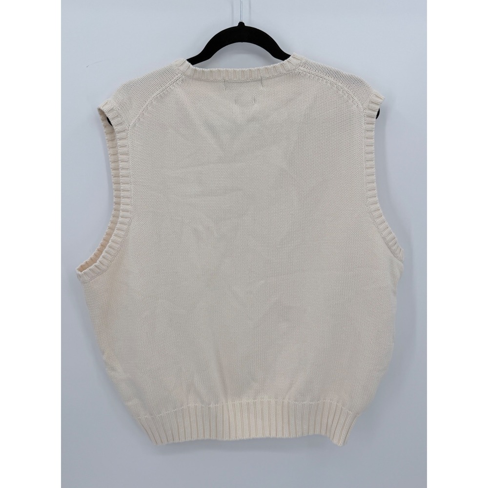 Polo Ralph Lauren Sweater Vest Mens XXL Cream V-Neck Cotton Knit Pony Logo - Picture 3 of 6